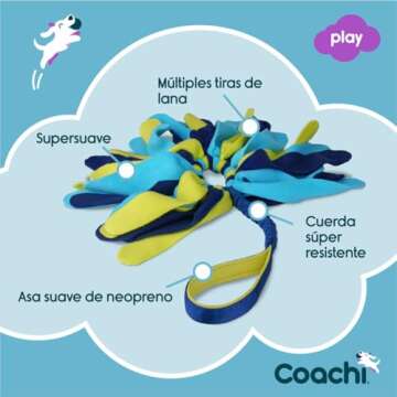 Coachi Tuggi Spider - Interactive Dog Toy for Tug of War & Play. Strong & Comfortable, Stretchy Bungee Handle, Reward Training, Interrupting Biting & Chewing. Ideal for Agility & Suitable for Puppies