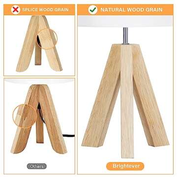 Stylish Small Beside Table Lamp with Wood Tripod Base