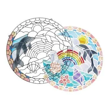 Melissa & Doug Stained Glass Dolphins Craft Kit for Kids