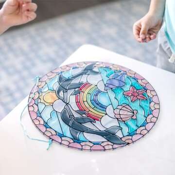 Melissa & Doug Stained Glass Dolphins Craft Kit for Kids