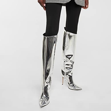 Arqa Metallic Knee High Boots for Women Stylish Comfort