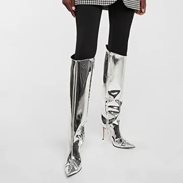 Arqa Metallic Knee High Boots for Women Stylish Comfort