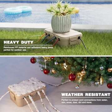 Flemoon Outdoor Electrical Box Waterproof, IP54 Waterproof Outdoor Extension Cord Cover, Outdoor Outlet and Plug Protector, Heavy Duty, Large Size