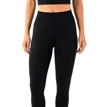Lavento Women's All Day Soft Yoga Leggings Mid-Rise - No Front Seam Workout Active Legging for Woman (Black, 10)