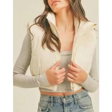 Flygo Lightweight Cropped Puffer Vest for Women