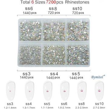Bymitel 7200pcs Glass Rhinestones for DIY Projects