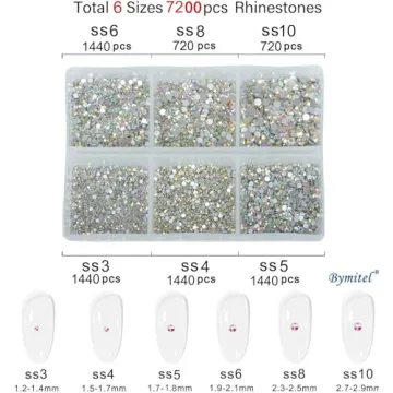 Bymitel 7200pcs Glass Rhinestones for DIY Projects