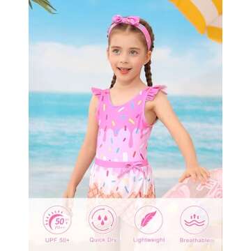 ALISISTER Toddler Girls Swimsuit with Cover Up for Summer Fun