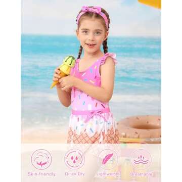 ALISISTER Toddler Girls Swimsuit with Cover Up for Summer Fun