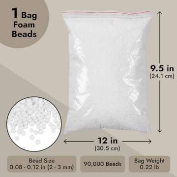 Juvale 90,000 Pieces Foam Beads for Slime, White Polystyrene Beads for Kids DIY Craft, Party Decoration (0.08-0.12 Inch)