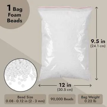 Juvale 90,000 Pieces Foam Beads for Slime, White Polystyrene Beads for Kids DIY Craft, Party Decoration (0.08-0.12 Inch)