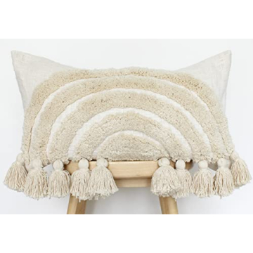 CASA BOHO 16x24 Fringed Rainbow Throw Pillow Cover - Boho Decor