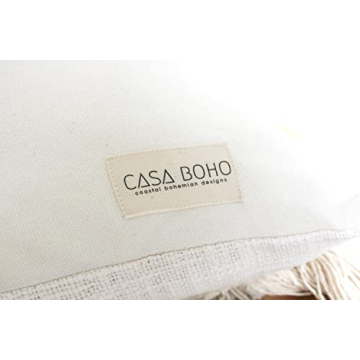 CASA BOHO Fringed Rainbow Throw Pillow Cover for Cozy Decor