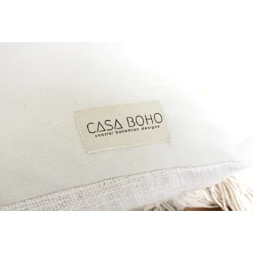 CASA BOHO Fringed Rainbow Throw Pillow Cover for Cozy Decor
