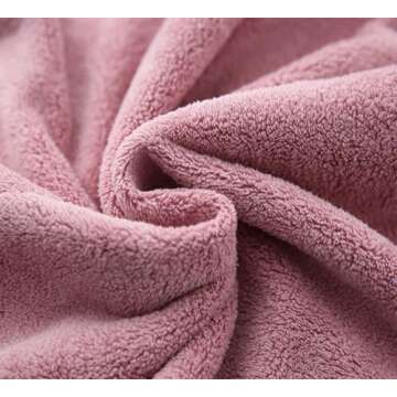 M-bestl 2 Pack Microfiber Hair Towel Wrap,Hair Drying Towel with Button Design,Head Towel to Dry Curly Hair Quickly (Bean Pink)