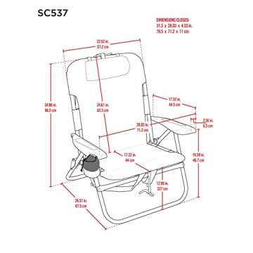 RIO beach Big Boy 4-Position 13" High Seat Backpack Beach or Camping Folding Chair, Turquoise
