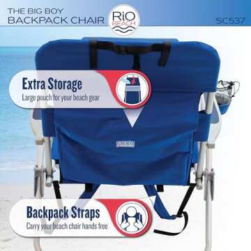 RIO Beach Big Boy 4-Position Backpack Chair