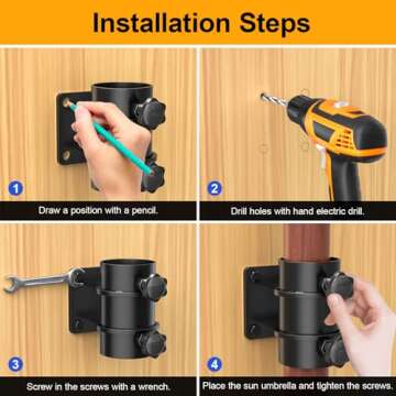 FMhotu Heavy Duty Patio Umbrella Holder,Deck Umbrella Mount,Patio Umbrella Stand Outdoor Umbrella Clamp Bracket for Deck Railing, Balcony, Courtyard, Fences etc