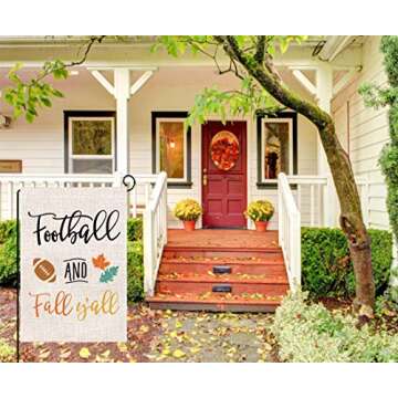 BLKWHT Football and Fall Y'all Garden Flag - Double-Sided Autumn Decor