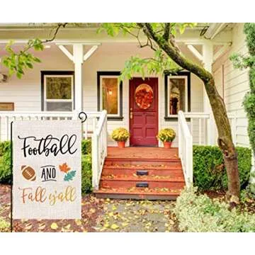 BLKWHT Football and Fall Y'all Garden Flag - Double-Sided Autumn Decor