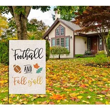 BLKWHT Football and Fall Y'all Garden Flag - Double-Sided Autumn Decor