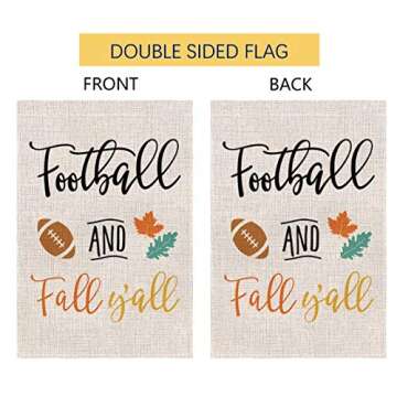 BLKWHT Football and Fall Y'all Garden Flag - Double-Sided Autumn Decor