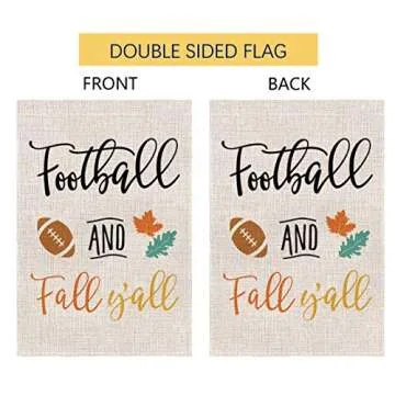 BLKWHT Football and Fall Y'all Garden Flag - Double-Sided Autumn Decor