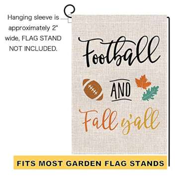 BLKWHT Football and Fall Y'all Garden Flag - Double-Sided Autumn Decor
