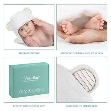 MINIBOO Baby Hooded Towel - Ultra-Soft and Absorbent Rayon from Bamboo Baby Towels for Newborn to Toddlers - Hypoallergenic Baby Bath Towels
