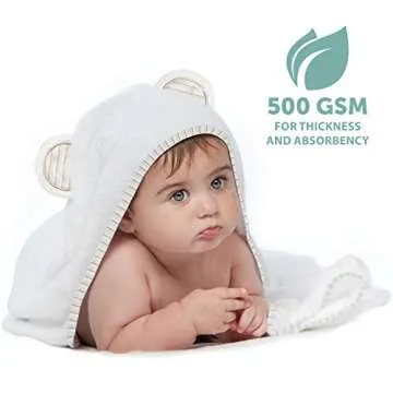 MINIBOO Baby Hooded Towel - Ultra-Soft and Absorbent Rayon from Bamboo Baby Towels for Newborn to Toddlers - Hypoallergenic Baby Bath Towels