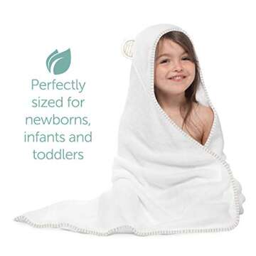 MINIBOO Baby Hooded Towel - Ultra-Soft and Absorbent Rayon from Bamboo Baby Towels for Newborn to Toddlers - Hypoallergenic Baby Bath Towels