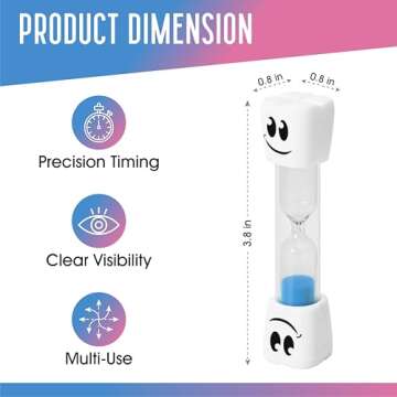 TeacherFav 2 Minute Toothbrush Sand Timer for Kids - Set of 2 Small Blue and Pink Smiley Hourglass