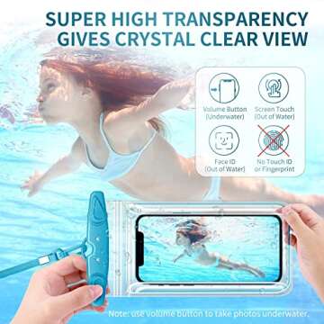 Waterproof Phone Case, 4 Pack Universal Waterproof Pouch Dry Bag with Neck Strap Luminous Ornament for Water Games Protect iPhone 16 15 14 13 12 Pro Plus XS Max SE Galaxy S24 S23 Note Google LG HTC