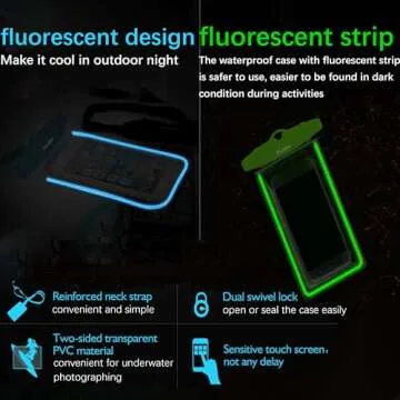 Waterproof Phone Case, 4 Pack Universal Waterproof Pouch Dry Bag with Neck Strap Luminous Ornament for Water Games Protect iPhone 16 15 14 13 12 Pro Plus XS Max SE Galaxy S24 S23 Note Google LG HTC