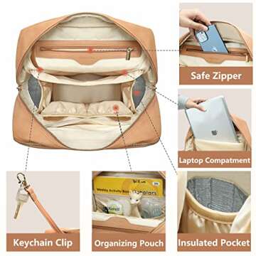 miss fong Leather Diaper Bag Backpack Diaper Bag Purse, Baby Diaper Bag for mom dad with 12 Diaper Bag Organizers, Changing Pad and 4 Insulated Pockets, Faux Leather Diaper Bag Backpack(Brown)