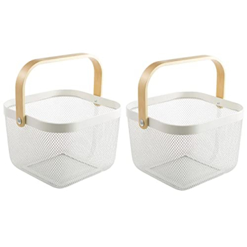 AJIODA 2 Pack Metal Mesh Steel Basket, Storage Organizer Basket Multi-function Hanging Kitchen Baske...