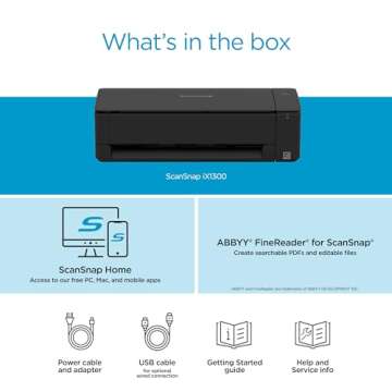 ScanSnap iX1300 Compact Wireless or USB Double-Sided Color Document, Photo & Receipt Scanner with Auto Document Feeder and Manual Feeder for Mac or PC, Black