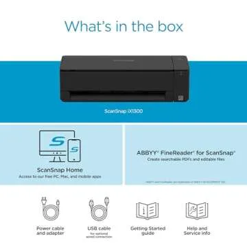 ScanSnap iX1300 Compact Wireless or USB Double-Sided Color Document, Photo & Receipt Scanner with Auto Document Feeder and Manual Feeder for Mac or PC, Black