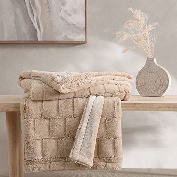 Stassie Faux Fur Throw Blanket Soft Cozy Elegant Design