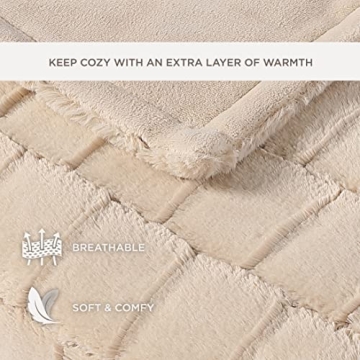 Stassie Faux Fur Throw Blanket Soft Cozy Elegant Design