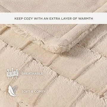 Stassie Faux Fur Throw Blanket Soft Cozy Elegant Design