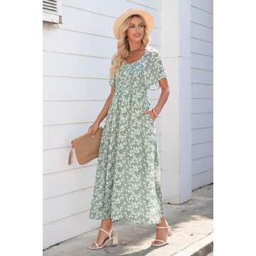 Dokotoo Floral Maxi Dress for Women with Pockets