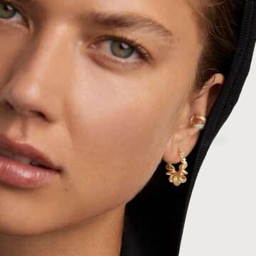 LADYGD Gold Hoop Earrings for Women 14K Gold Plated Twisted Thick Hoops Earring Hypoallergenic Simple Gold Jewelry Gifts