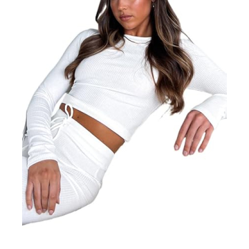 Women Sexy Long Sleeve Ribbed Tee Top for Y2K Style