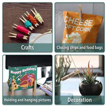 Mr. Pen- Wooden Clothes Pins, Large Natural Wood, 50 Pack, 2.9 Inch, Rust Resistant for Classroom, Crafts