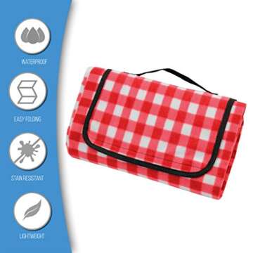 Large Picnic Blanket | Oversized Beach Blanket Sand Proof | Outdoor Accessory for Handy Waterproof Stadium Mat | Water-Resistant Layer Outdoor Picnics | Great for Camping on Grass and Portable
