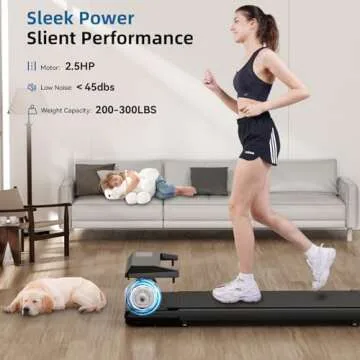 DeerRun Walking Pad, Under Desk Treadmill, Smart Treadmills for Home Office, Low Noise Portable Walking Pad Treadmill, Installation Free, 265-300lbs Capacity