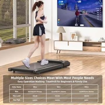 DeerRun Walking Pad, Under Desk Treadmill, Smart Treadmills for Home Office, Low Noise Portable Walking Pad Treadmill, Installation Free, 265-300lbs Capacity