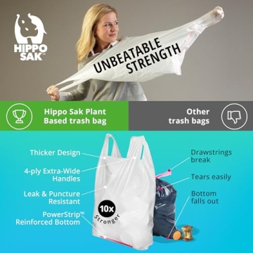 Hippo Sak Plant-Based Garbage Bags - Eco Friendly & Strong