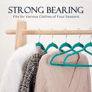 HOUSE DAY Mint Green Velvet Hangers 60 Pack, Non Slip Clothes Felt Hanger Heavy Duty for Coat, Premium Slim Space Saving Suit Hangers for Closet Organizer, 360° Rotating Silver Hook